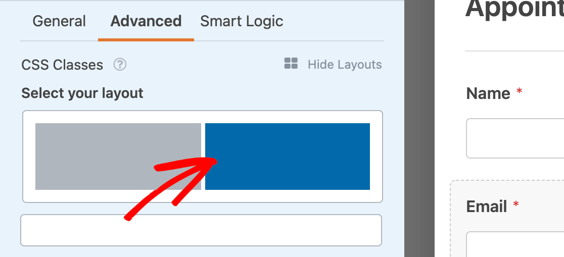 Adding a field to the second column in a two-column layout