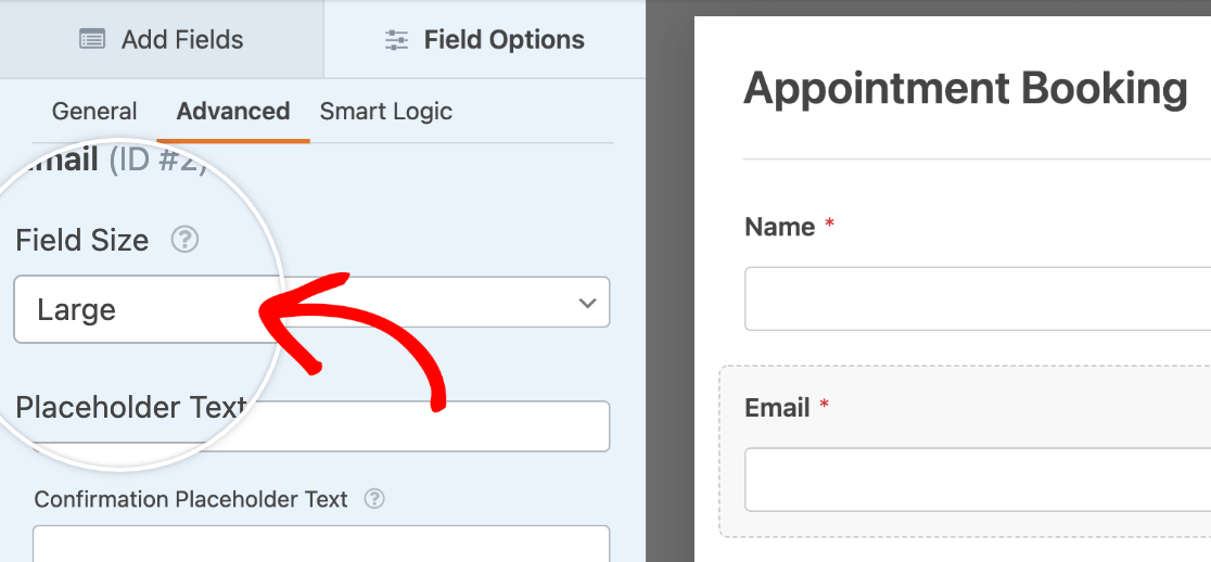Changing the field size for a text field in a multi-column layout