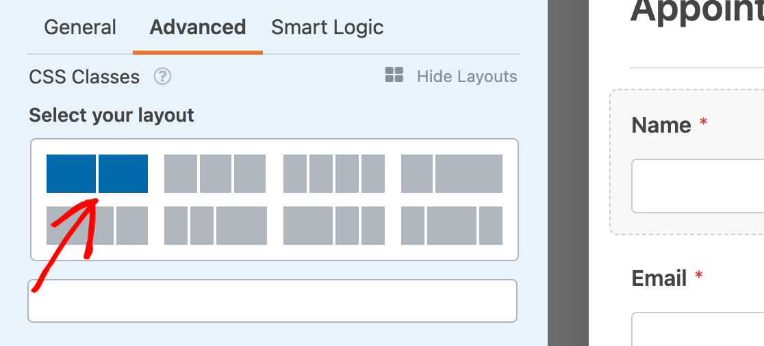 Selecting a two-column layout