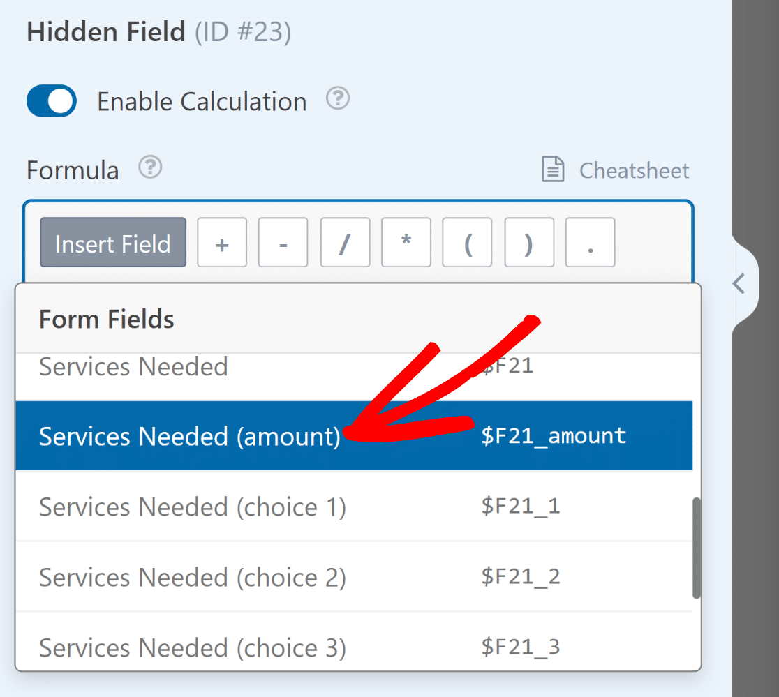 Services Needed variable