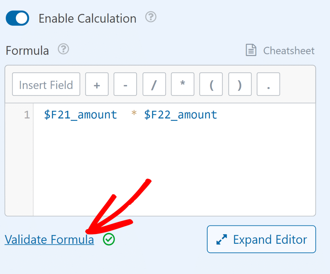 Validate formula