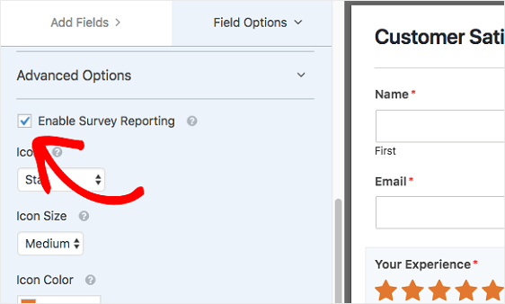 Enable Survey Reporting in Form Editor