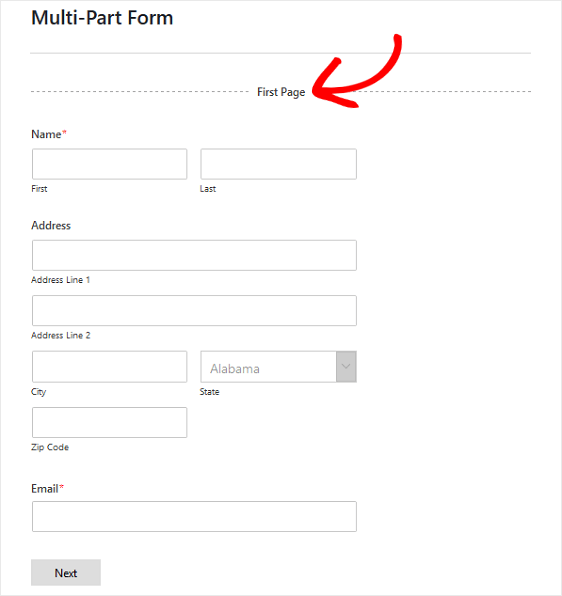 First Page Click for Progress Bar On Multi-Part Form in WordPress