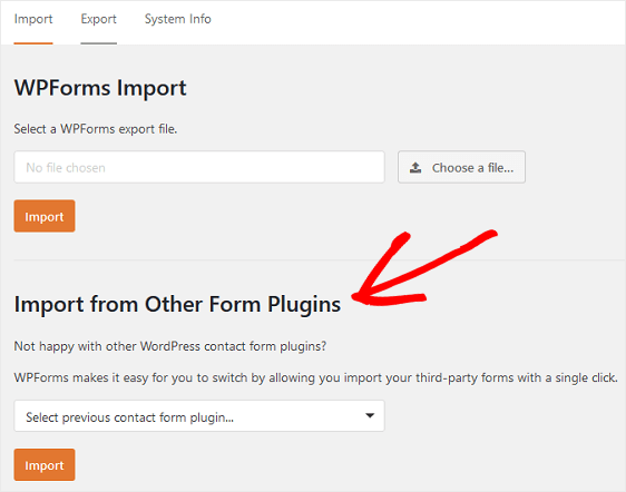 Import from Other Form Plugins export Contact Form 7 to import into WPForms