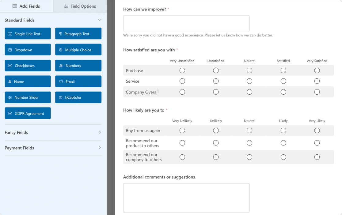 Use a survey form template 