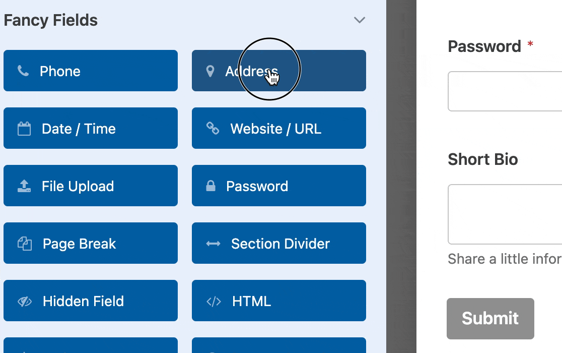 Adding a new address field to a user registration field