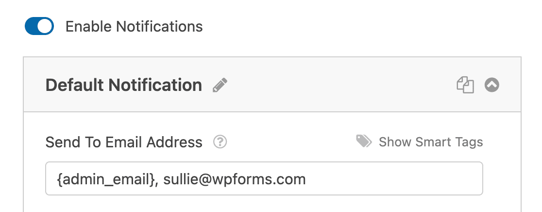 Adding multiple email addresses in the Send To Email Address field for an email notification