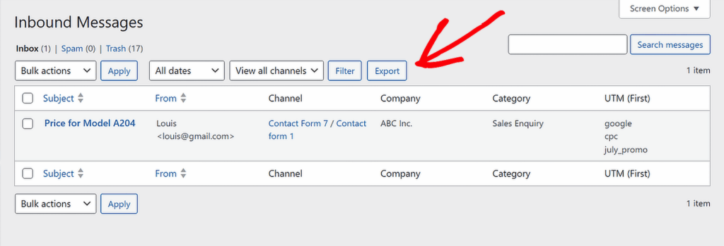Flamingo-Eingangsnachrichten exportieren