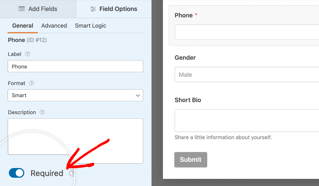 Marking a field required