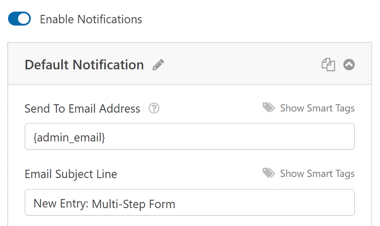 multi step form notification
