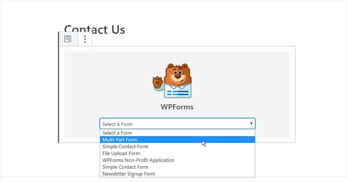 select your multipart form