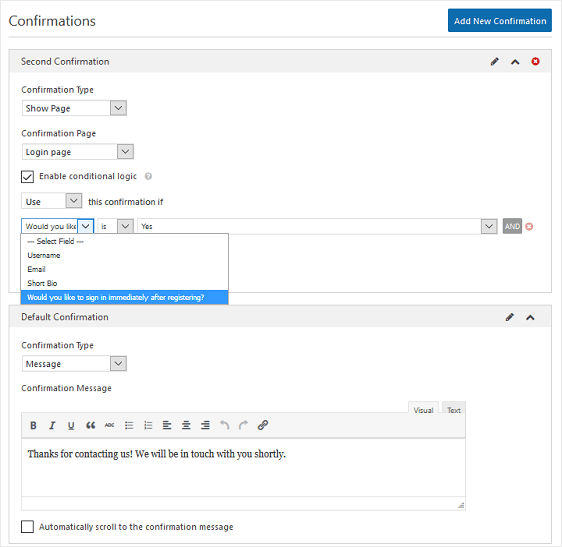 Conditional Form Confirmations
