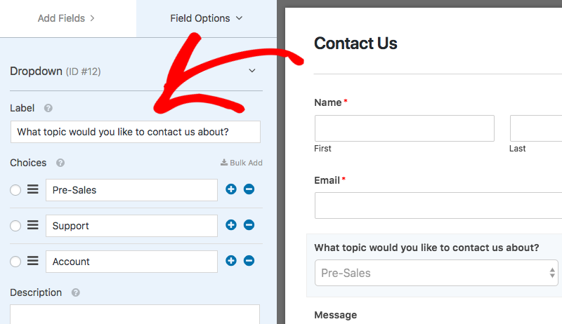 Contact form example