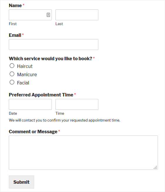 Final Client Booking Form