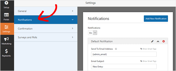 WPForms Notifications Settings