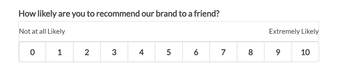 An example of a Net Promoter Score field on the frontend
