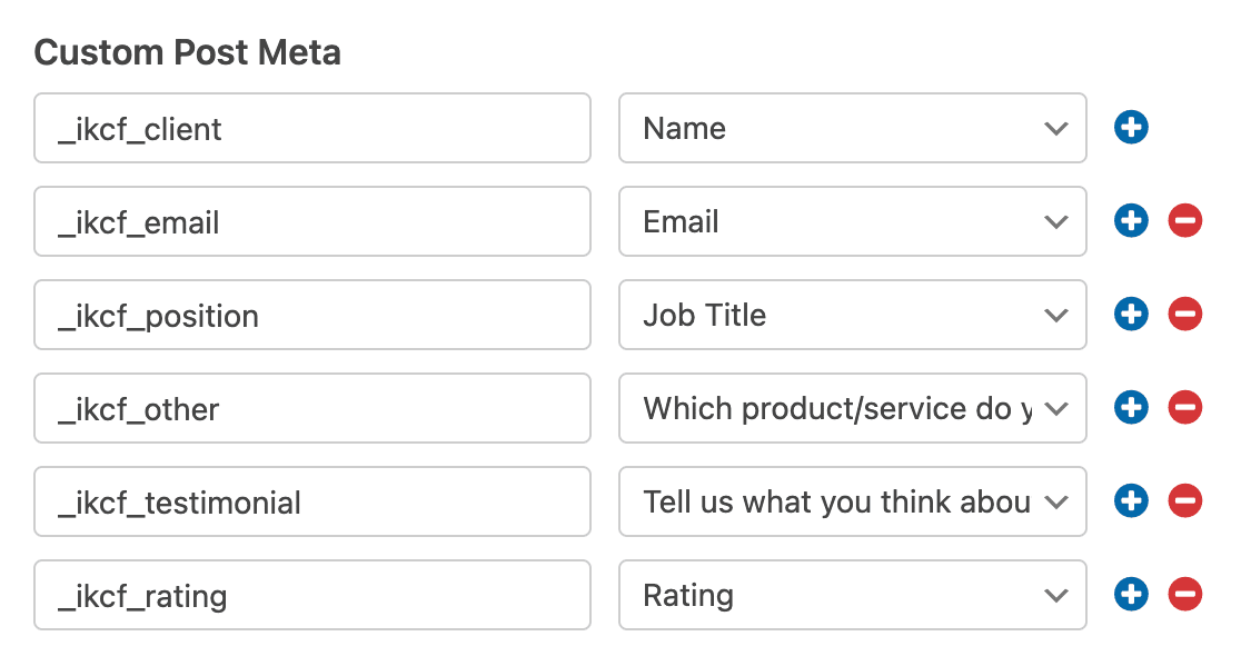 Custom meta keys to connect a testimonial form to Easy Testimonials