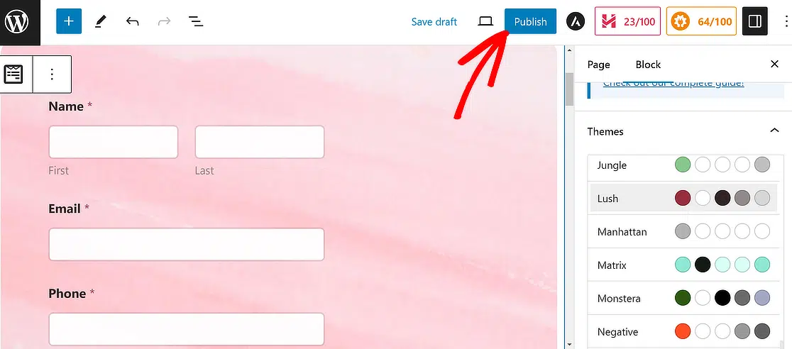 Publish the booking form