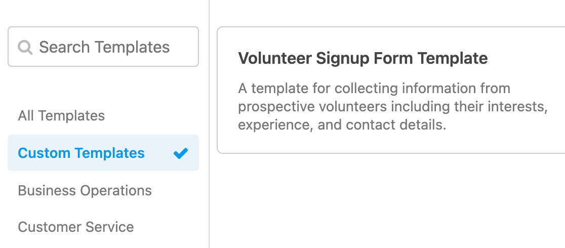 Using your custom form template