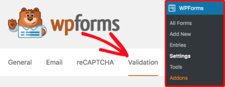 Validation settings