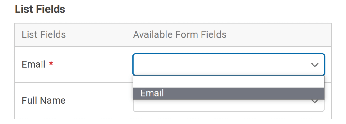 Mapping the Email Address field to your AWeber account