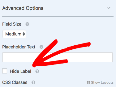 Hide label for a field in WPForms