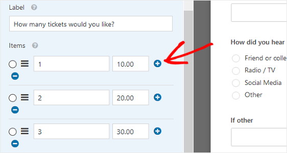  ajouter des options de billets supplémentaires 