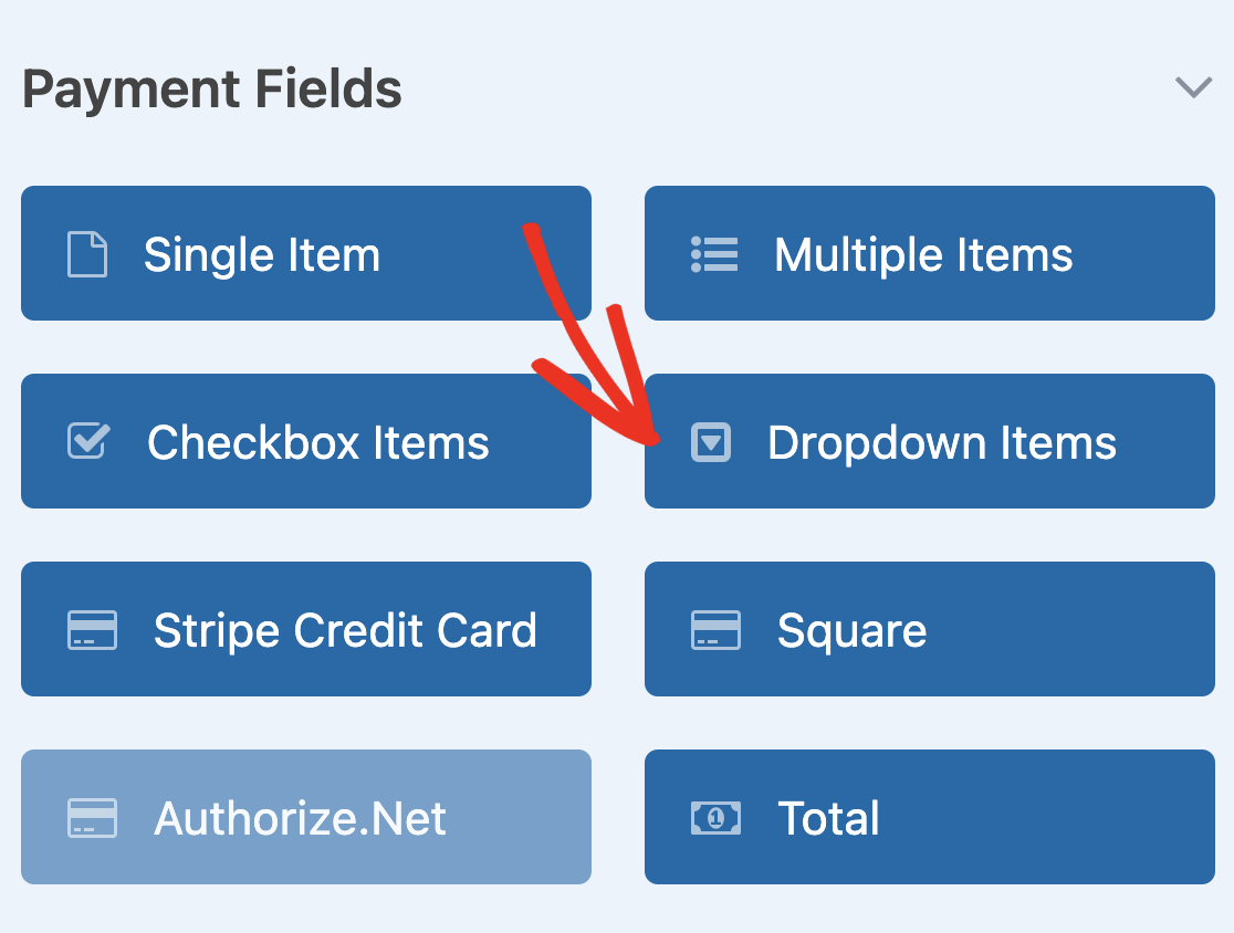 Adding a Dropdown Items field to a form