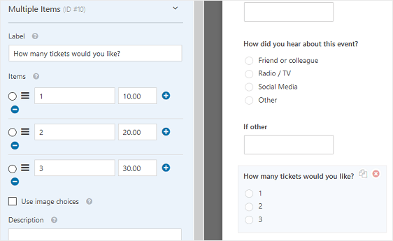 câmp formular elemente multiple