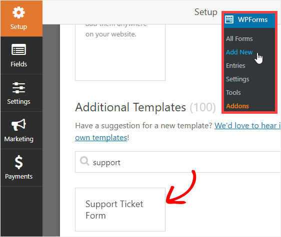 support ticket form template