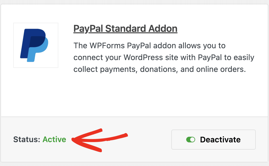 Activating the PayPal Standard addon