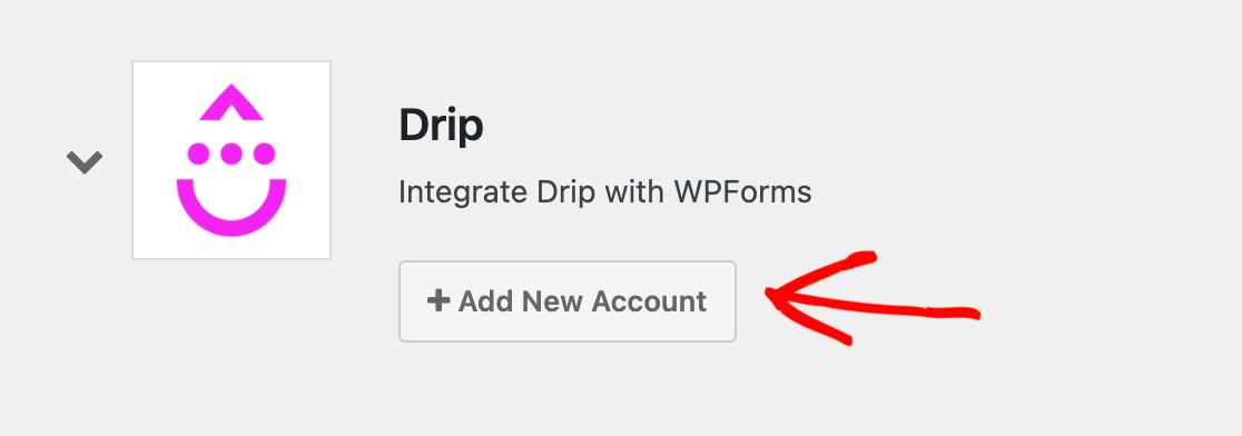 Adding a new Drip account to the WPForms Integrations settings