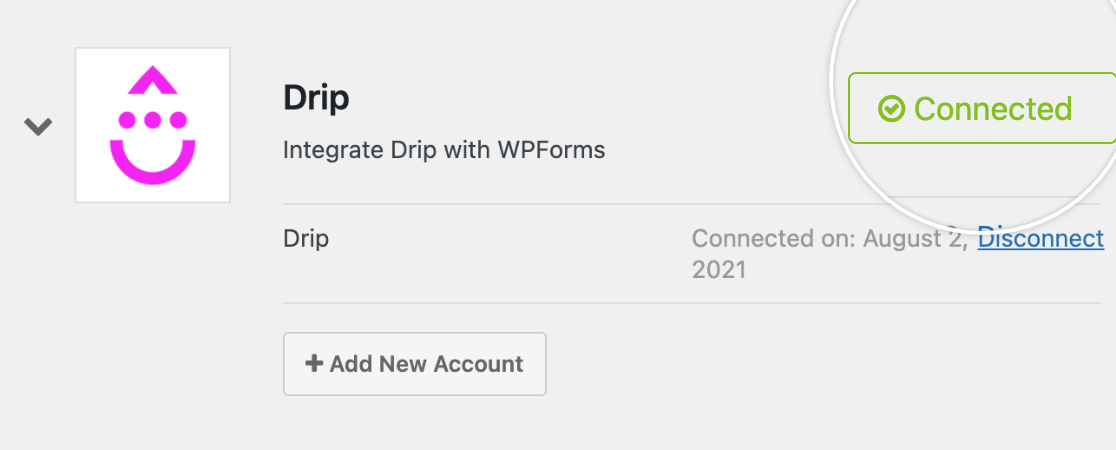 Drip connection success message