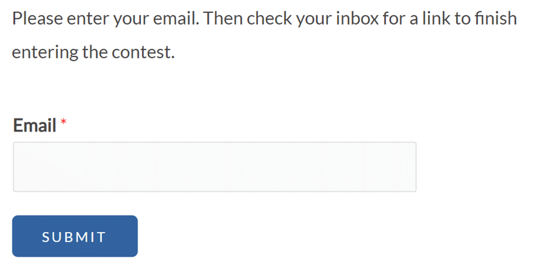 An email verification field on the frontend