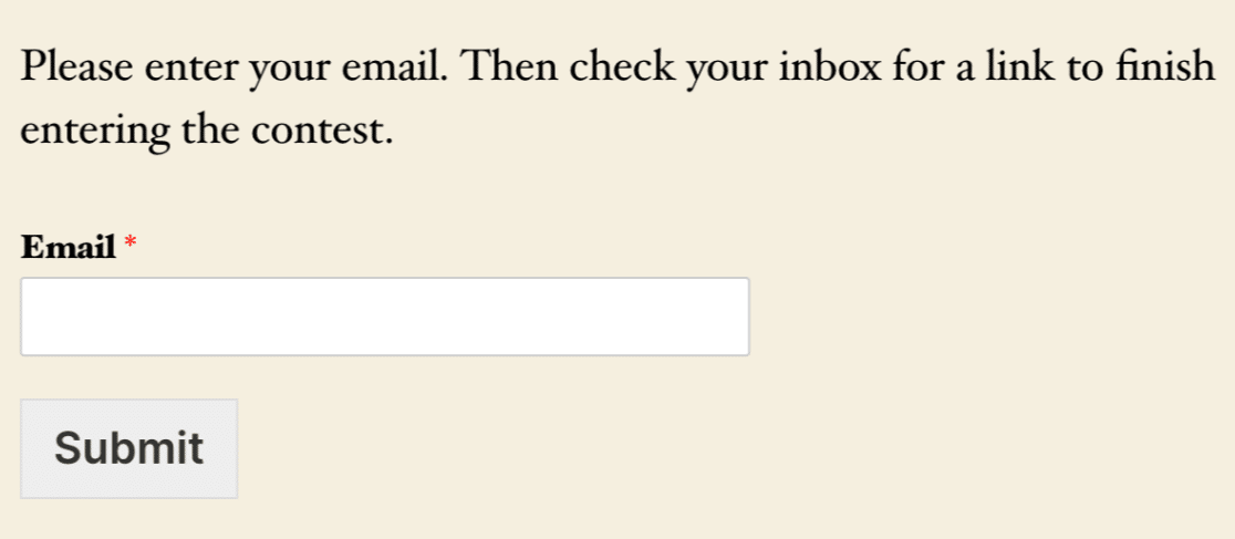 An email verification field on the frontend
