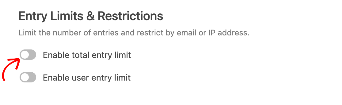 Enabling a total entry limit in the Form Locker addon