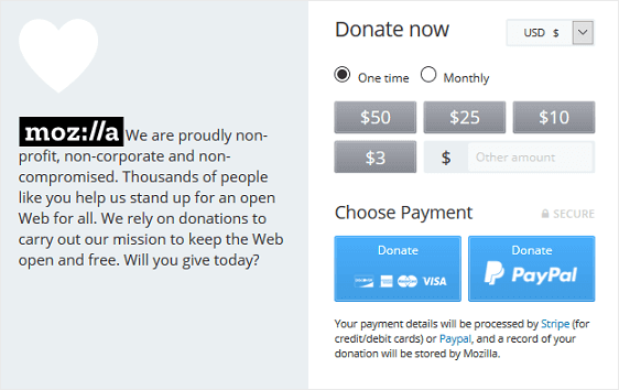 online donation form example