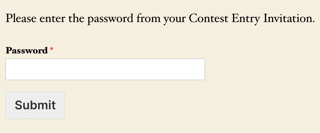 A password verification field and message