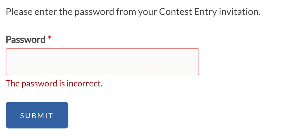 The password verification validation message