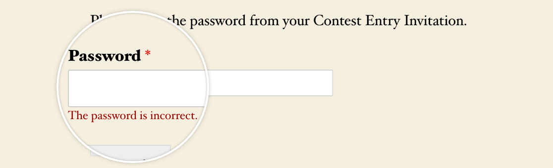 The password verification validation message