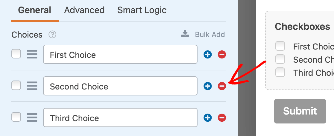 Removing extra Checkboxes field items