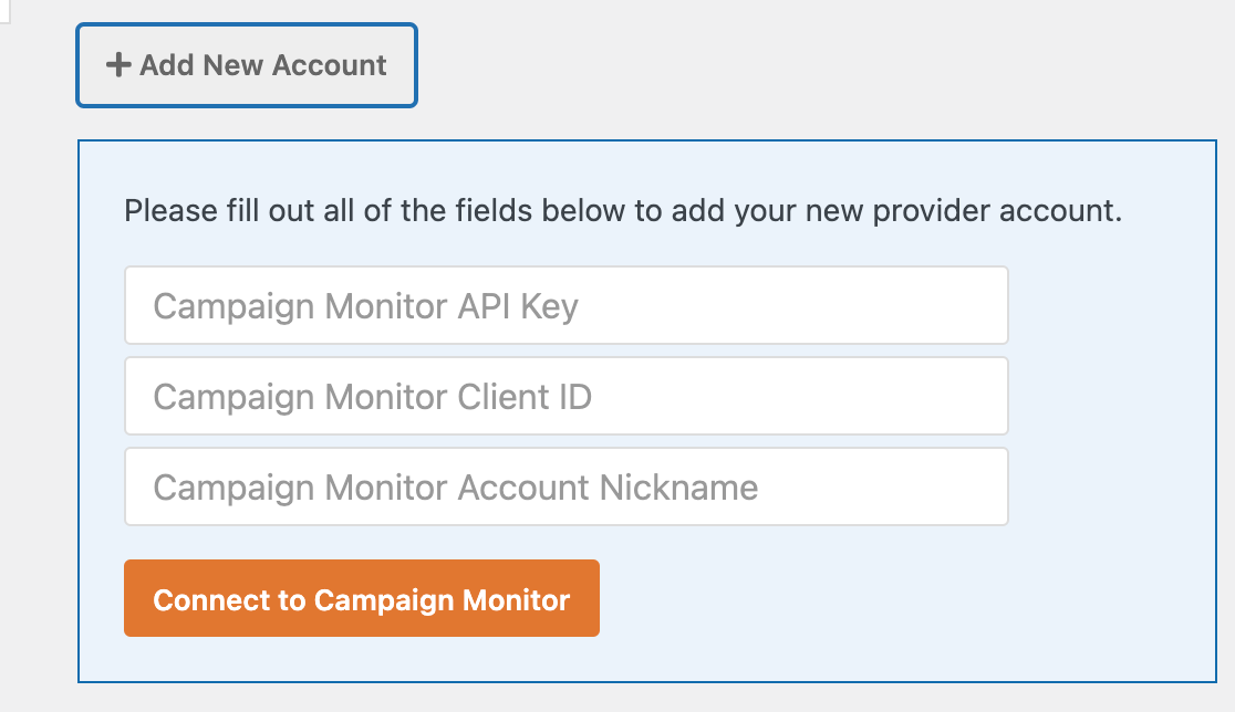 Campaign Monitor connection settings