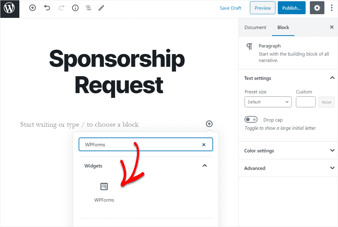 add sponsorship request form template to website
