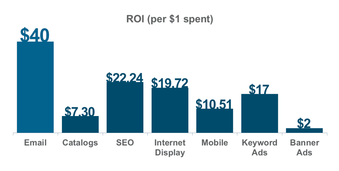 A graph showing the ROI of different digital marketing techniques