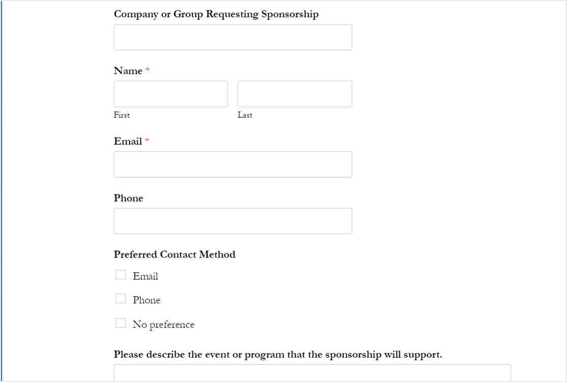 How to Make a Sponsorship Request Form in WordPress [TEMPLATE] Inside Blank Sponsorship Form Template