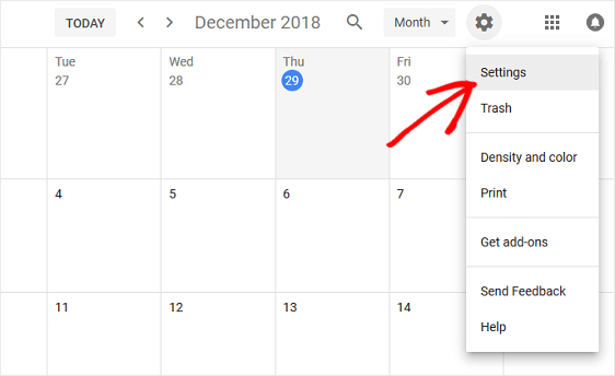 google calendar settings