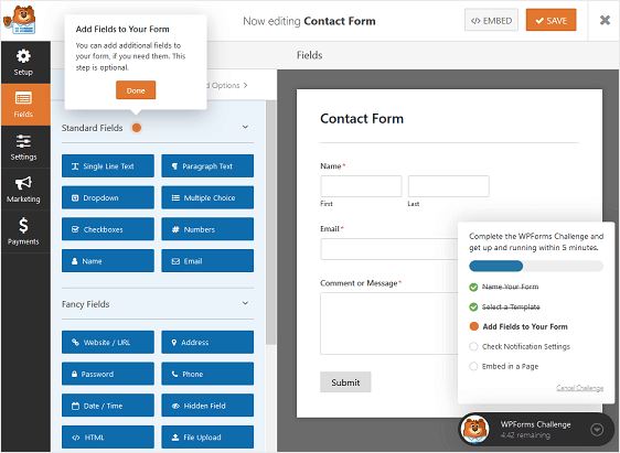 more steps in wpforms challenge