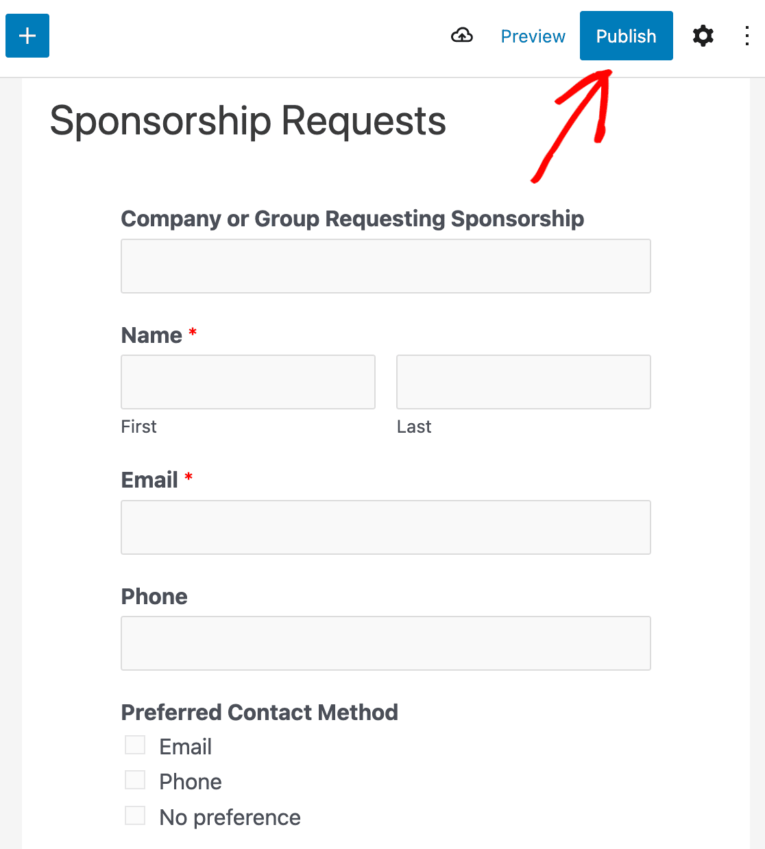 Publishing your sponsorship request form