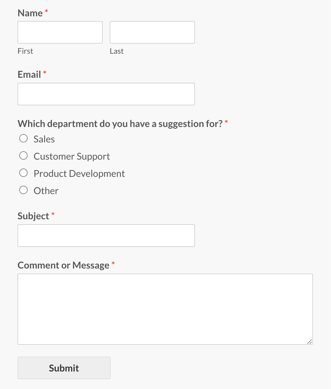 The Suggestion Form template