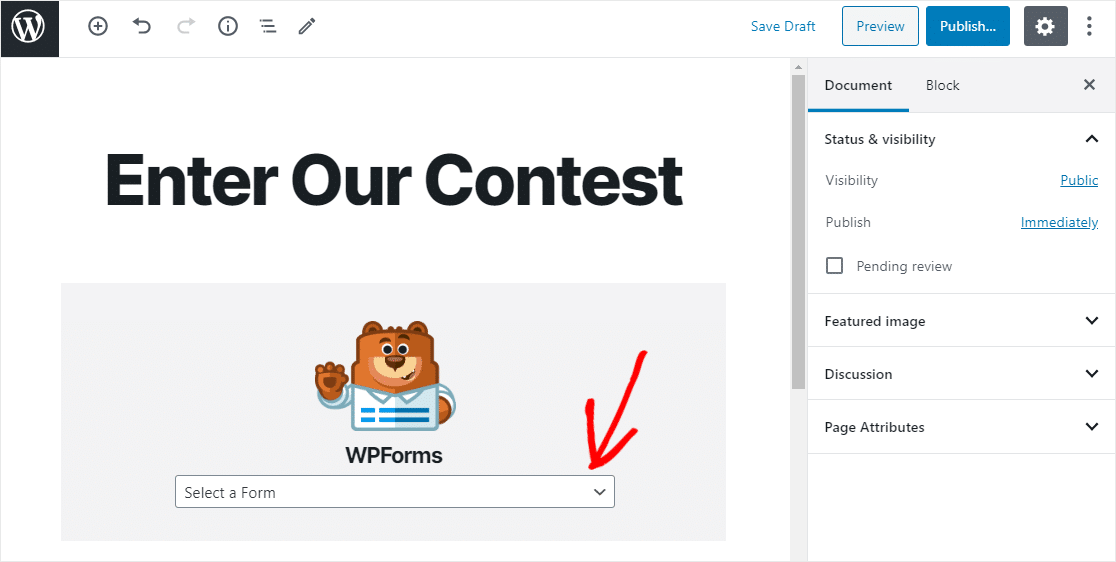 wordpress contest form publish